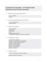 Commercial Casualty - CIC Study Guide Questions and Correct Answers