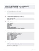 Commercial Casualty - CIC Study Guide Questions and Correct Answers