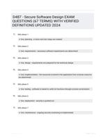 D487 - Secure Software Design EXAM QUESTIONS (67 TERMS) WITH VERIFIED DEFINITIONS UPDATED 2024