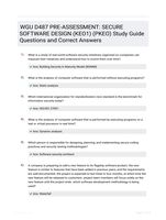 WGU D487 PRE-ASSESSMENT: SECURE SOFTWARE DESIGN (KEO1) (PKEO) Study Guide Questions and Correct Answers