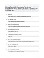 Illinois Pesticide Applicator Turfgrass QUESTIONS AND ANSWERS 100% VERIFIED A+ GUARANTEED