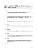 Upholstery IICRC UFT Study Guide Questions and Correct Answers