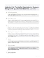 Adjuster Pro - Florida Certified Adjuster Glossary Study Guide Questions and Correct Answers