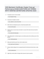 SOS Mechanic Certificate -Engine Tune-up/Performance EXAM QUESTIONS (65 TERMS) WITH VERIFIED DEFINITIONS UPDATED 2024