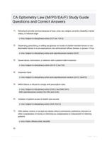 CA Optometry Law (M/PO/DA/F) Study Guide Questions and Correct Answers