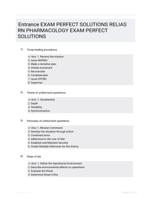 Entrance EXAM  PERFECT SOLUTIONS RELIAS RN PHARMACOLOGY EXAM  PERFECT SOLUTIONS