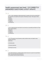 health assessment test bank 1 53 CORRECTLY ANSWERED QUESTIONS LATEST UPDATE