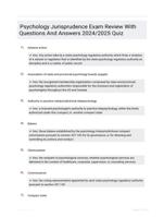 Psychology Jurisprudence Exam Review With Questions And Answers 2024/2025 Quiz