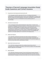 Theories of Second Language Acquisition Study Guide Questions and Correct Answers