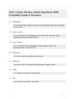 Unit 1 Exam Review Latest Questions With Complete Grade A Answers