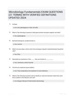 Microbiology Fundamentals EXAM QUESTIONS (21 TERMS) WITH VERIFIED DEFINITIONS UPDATED 2024