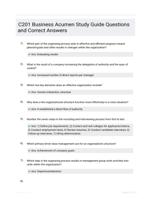 C201 Business Acumen Study Guide Questions and Correct Answers