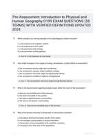 Pre-Assessment: Introduction to Physical and Human Geography D199 EXAM QUESTIONS (55 TERMS) WITH VERIFIED DEFINITIONS UPDATED 2024