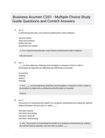 Business Acumen C201 - Multiple Choice Study Guide Questions and Correct Answers