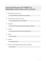 Laser Hair Removal 195 CORRECTLY ANSWERED QUESTIONS LATEST UPDATE