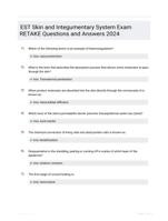 EST Skin and Integumentary System  Exam RETAKE Questions and Answers 2024