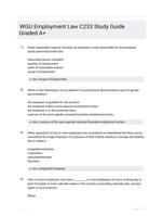 WGU Employment Law C233 Study Guide Graded A+