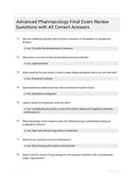 Advanced Pharmacology Final Exam Review Questions with All Correct Answers