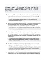 Final EXAM STUDY GUIDE REVIEW WITH 105 CORRECTLY ANSWERED QUESTIONS LATEST UPDATE   .