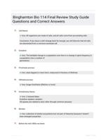 Binghamton Bio 114 Final Review Study Guide Questions and Correct Answers