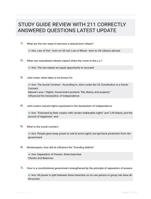 STUDY GUIDE REVIEW WITH 211 CORRECTLY ANSWERED QUESTIONS LATEST UPDATE