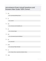 pre entrance Exam Actual Questions and Answers New Guide 100% Correct