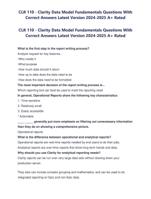 CLR 110 - Clarity Data Model Fundamentals Questions With Correct Answers Latest Version 2024-2025 A+ Rated