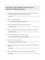 Final Exam Test Updated Questions and Answers (Verified Answers)