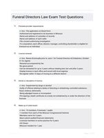 Funeral Directors Law Exam Test Questions