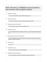 NUR 160 Exam 2, HONDROS Actual Questions and Answers with complete solution