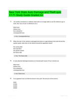 New York State Auto Damage and Theft quiz 17-71 Study Guide Graded A+