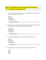 New York State Auto Damage and Theft quiz 17-71 Study Guide Rated A+