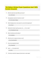 7th Edition Written Exam Questions And  100% Correct Answers