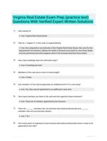 Virginia Real Estate Exam Prep (practice test) Questions With Verified Expert  Written Solutions