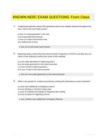 KNOWN NERC EXAM QUESTIONS: From Class