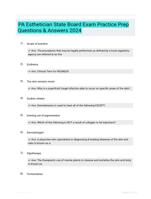 PA Esthetician State Board Exam Practice Prep Questions & Answers 2024