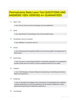 Pennsylvania State Laws Test QUESTIONS AND ANSWERS 100% VERIFIED A+ GUARANTEED