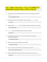 Cali. Traffic school Sec. 4 Quiz 10 CORRECTLY ANSWERED QUESTIONS LATEST UPDATE