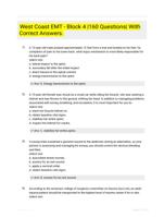 West Coast EMT - Block 4 |160 Questions| With Correct Answers.