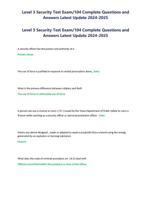 Level 3 Security Test Exam 104 Complete Questions and Answers Latest Update 2024-2025