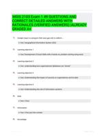 MSIS 2103 Exam 1 49 QUESTIONS AND CORRECT DETAILED ANSWERS WITH RATIONALES (VERIFIED ANSWERS) |ALREADY GRADED A+