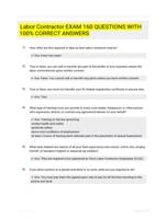 Labor Contractor EXAM 160 QUESTIONS  WITH 100% CORRECT  ANSWERS