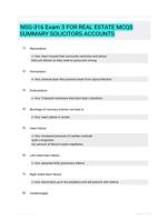 NSG-316 Exam 3 FOR REAL ESTATE  MCQS SUMMARY SOLICITORS  ACCOUNTS