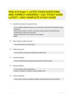 NSG-316 Exam 1 LATEST EXAM QUESTIONS  AND CORRECT ANSWERS / CALT STUDY  GUIDE LATEST  | 100% COMPLETE  STUDY GUIDE