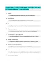 Final (Exam Study Guide latest updated): NR565/ NR 565 Advanced Pharmacology