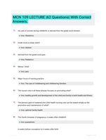 MCN 109 LECTURE |62 Questions| With Correct Answers.