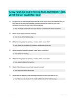 Army First Aid QUESTIONS AND ANSWERS 100% VERIFIED A+ GUARANTEED