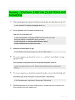 Nursing - 309 Exam 2 REVIEW (QUESTIONS AND  ANSWERS)