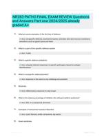 NR283-PATHO FINAL EXAM REVIEW Questions and Answers Part one 2024/2025  already graded A+