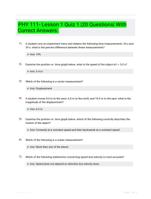 PHY 111- Lesson 1 Quiz 1 |20 Questions| With Correct Answers.